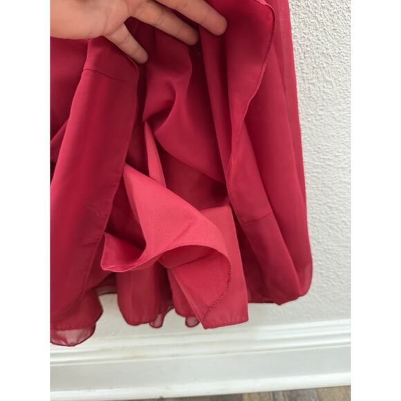 Davids Bridal Womens Dress Size 4 Red Sleeveless Satin Formal Wedding - Picture 3 of 9